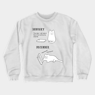 Doomscrolling Cat - New Year’s Resolution (White) Crewneck Sweatshirt